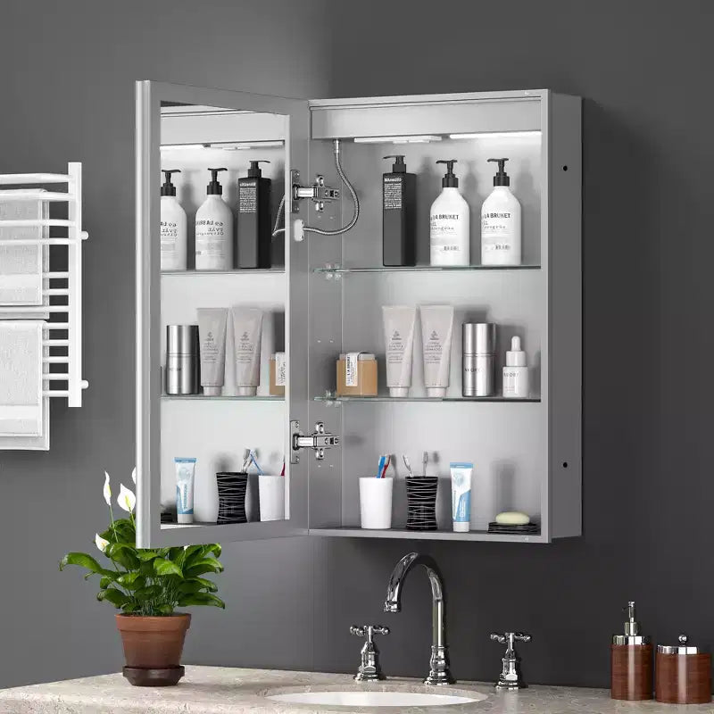 GDFStudio Tsubasa 20 Armoire à pharmacie moderne en métal avec miroir, lumières LED et 3 températures de couleur