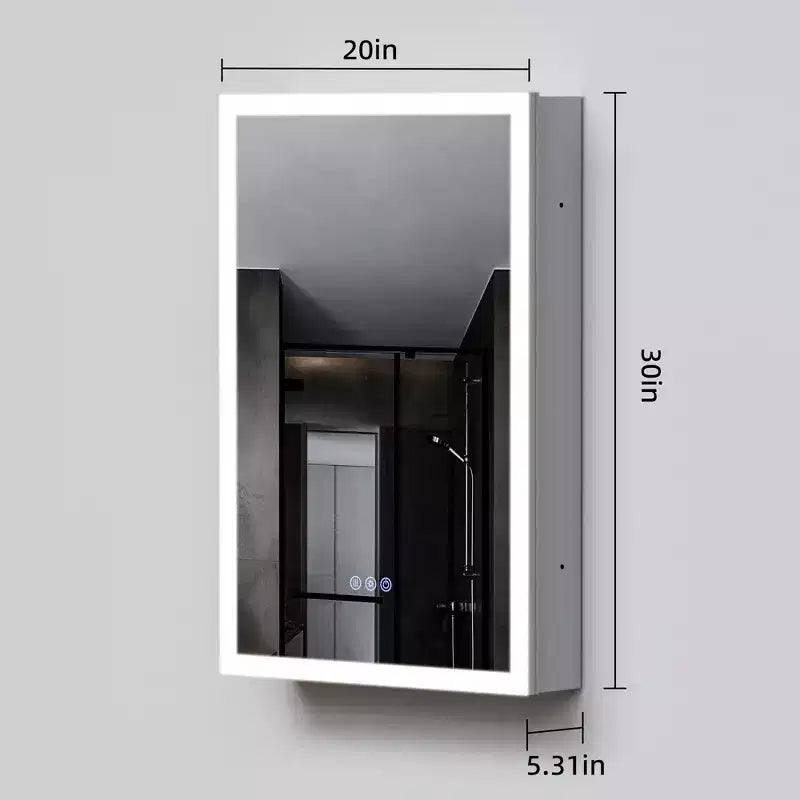 GDFStudio Tsubasa 20 Armoire à pharmacie moderne en métal avec miroir, lumières LED et 3 températures de couleur