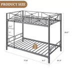 Metal Double-decker Bed, Steel Double-decker Bed with Safety Guardrail, Space-saving Design, Modern Bedroom or School