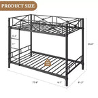 Metal Double-decker Bed, Steel Double-decker Bed with Safety Guardrail, Space-saving Design, Modern Bedroom or School