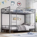 Metal Double-decker Bed, Steel Double-decker Bed with Safety Guardrail, Space-saving Design, Modern Bedroom or School