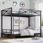 Metal Double-decker Bed, Steel Double-decker Bed with Safety Guardrail, Space-saving Design, Modern Bedroom or School
