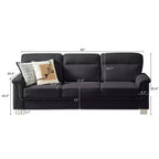 Okak Modern Snowfleece Fabric 3-Seater Long Sofa with Rolled Arms,Compressed Upholstered Couch for Living Room,Apartment