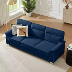 Okak Modern Snowfleece Fabric 3-Seater Long Sofa with Rolled Arms,Compressed Upholstered Couch for Living Room,Apartment