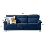 Okak Modern Snowfleece Fabric 3-Seater Long Sofa with Rolled Arms,Compressed Upholstered Couch for Living Room,Apartment