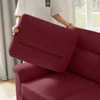Okak Modern Snowfleece Fabric 3-Seater Long Sofa with Rolled Arms,Compressed Upholstered Couch for Living Room,Apartment