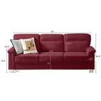 Okak Modern Snowfleece Fabric 3-Seater Long Sofa with Rolled Arms,Compressed Upholstered Couch for Living Room,Apartment