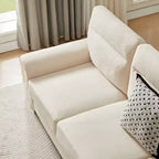 Okak Modern Snowfleece Fabric 3-Seater Long Sofa with Rolled Arms,Compressed Upholstered Couch for Living Room,Apartment