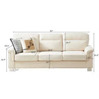 Okak Modern Snowfleece Fabric 3-Seater Long Sofa with Rolled Arms,Compressed Upholstered Couch for Living Room,Apartment