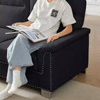 Okak Modern Snowfleece Fabric 3-Seater Long Sofa with Rolled Arms,Compressed Upholstered Couch for Living Room,Apartment