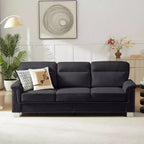 Okak Modern Snowfleece Fabric 3-Seater Long Sofa with Rolled Arms,Compressed Upholstered Couch for Living Room,Apartment