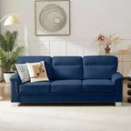 Okak Modern Snowfleece Fabric 3-Seater Long Sofa with Rolled Arms,Compressed Upholstered Couch for Living Room,Apartment