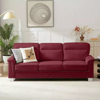 Okak Modern Snowfleece Fabric 3-Seater Long Sofa with Rolled Arms,Compressed Upholstered Couch for Living Room,Apartment