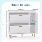 Wooden Shoe Cabinet with Mirror, 2 Flip Drawers & Side Storage Cabinet, Freestanding Modern Shoe Storage with Adjustable Shelves for Hallway, Bedroom
