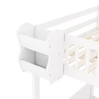Cadre de lit mezzanine en bois Queen Size Whisen avec escalier et armoire, étagères de rangement et espace sous le lit