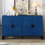 Buffet avec 4 portes motif Vague d'eau, en bois, avec étagères réglables pour cuisine, entrée, couloir