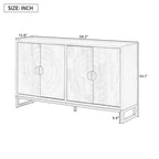 Buffet avec 4 portes motif Vague d'eau, en bois, avec étagères réglables pour cuisine, entrée, couloir