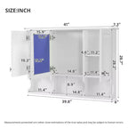 Meuble haut de salle de bain de 104 cm, armoire à pharmacie murale avec portes miroir et étagères réglables, meuble de rangement flottant pour salle de bain