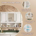 Meuble haut de salle de bain de 104 cm, armoire à pharmacie murale avec portes miroir et étagères réglables, meuble de rangement flottant pour salle de bain