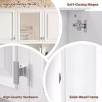 Meuble haut de salle de bain de 104 cm, armoire à pharmacie murale avec portes miroir et étagères réglables, meuble de rangement flottant pour salle de bain