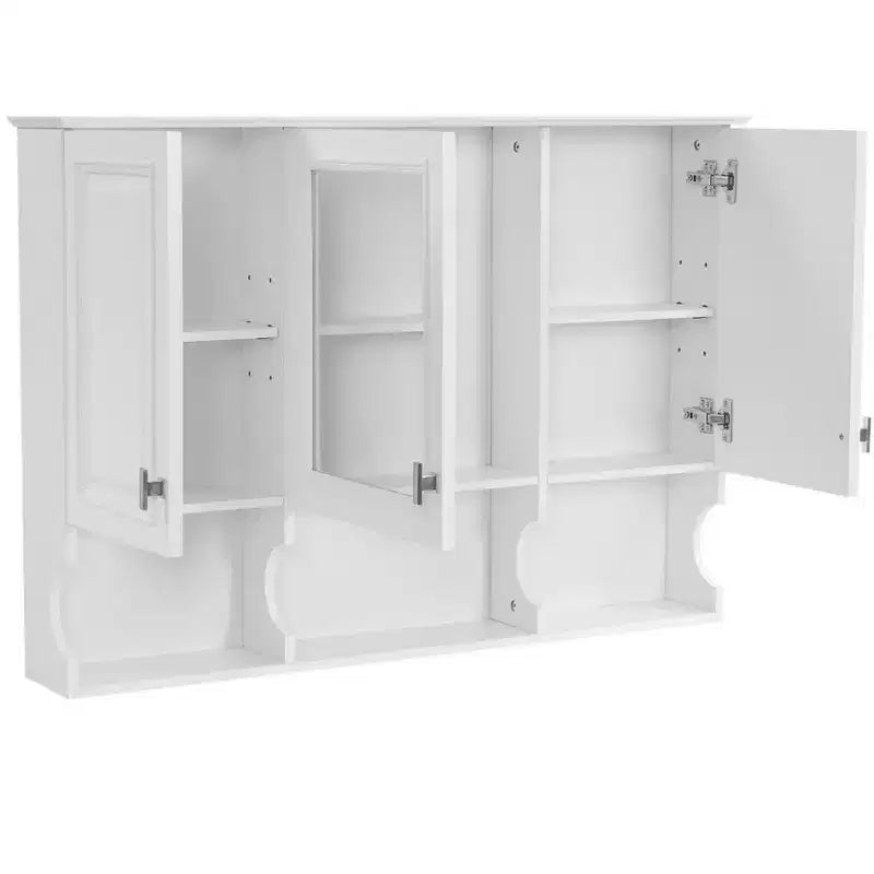 Meuble haut de salle de bain de 104 cm, armoire à pharmacie murale avec portes miroir et étagères réglables, meuble de rangement flottant pour salle de bain