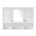 Meuble haut de salle de bain de 104 cm, armoire à pharmacie murale avec portes miroir et étagères réglables, meuble de rangement flottant pour salle de bain