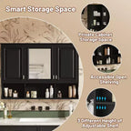Meuble haut de salle de bain de 104 cm, armoire à pharmacie murale avec portes miroir et étagères réglables, meuble de rangement flottant pour salle de bain