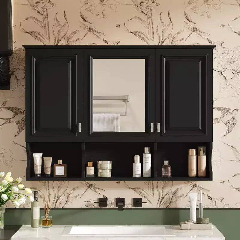 41 Inch Bathroom Wall Cabinet, Wall Mounted Medicine Cabinet with Mirror Doors & Adjustable Shelves, Floating Storage Cabinet for Bathroom