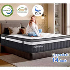 14 King Mattress in a Box,Gel Memory Foam&Pocket Coils,Medium Firm Hybrid Mattress,Back Support & Motion IsolationCooling Bed for Side Sleepers