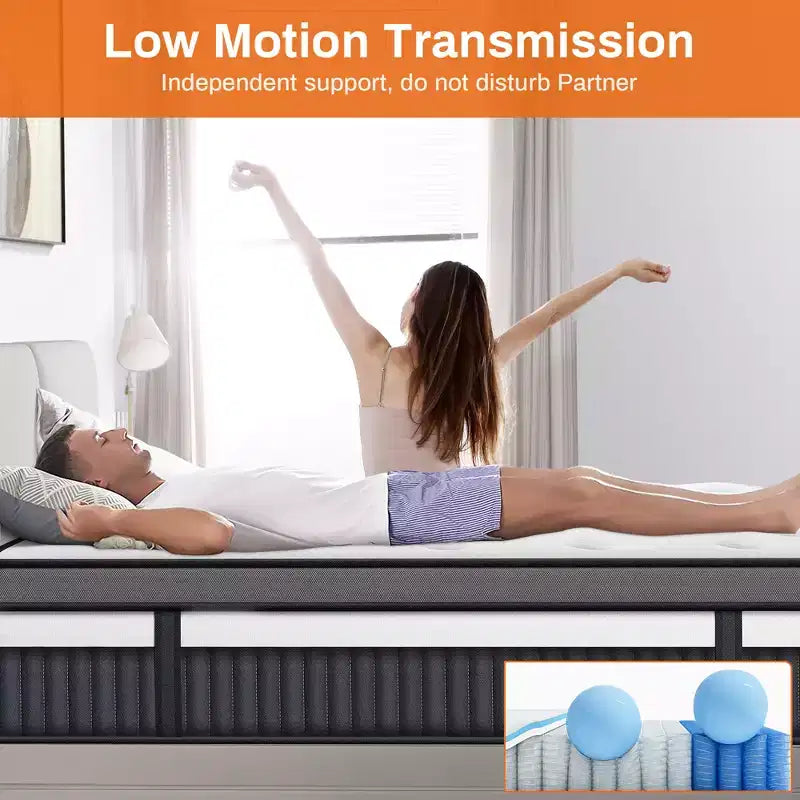 14 King Mattress in a Box,Gel Memory Foam&Pocket Coils,Medium Firm Hybrid Mattress,Back Support & Motion IsolationCooling Bed for Side Sleepers