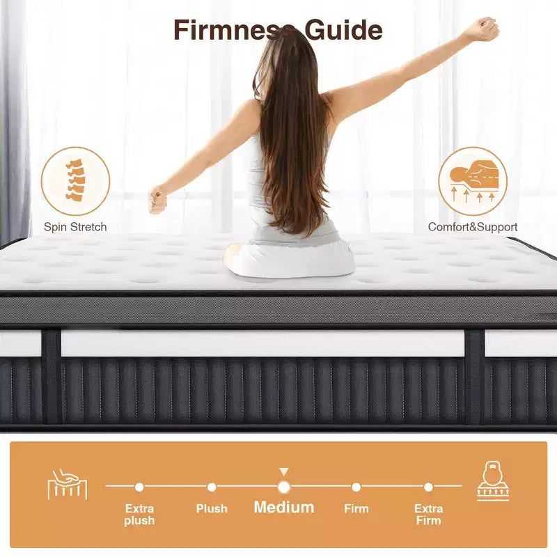 14 King Mattress in a Box,Gel Memory Foam&Pocket Coils,Medium Firm Hybrid Mattress,Back Support & Motion IsolationCooling Bed for Side Sleepers