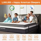 14 King Mattress in a Box,Gel Memory Foam&Pocket Coils,Medium Firm Hybrid Mattress,Back Support & Motion IsolationCooling Bed for Side Sleepers