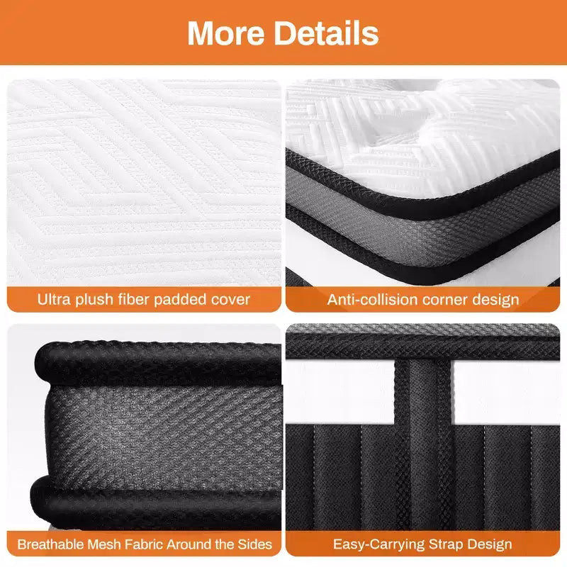 14 King Mattress in a Box,Gel Memory Foam&Pocket Coils,Medium Firm Hybrid Mattress,Back Support & Motion IsolationCooling Bed for Side Sleepers