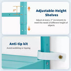 Acekool 68 Inch Light Green Five Tier Metal Bookshelf for Home Office Storage