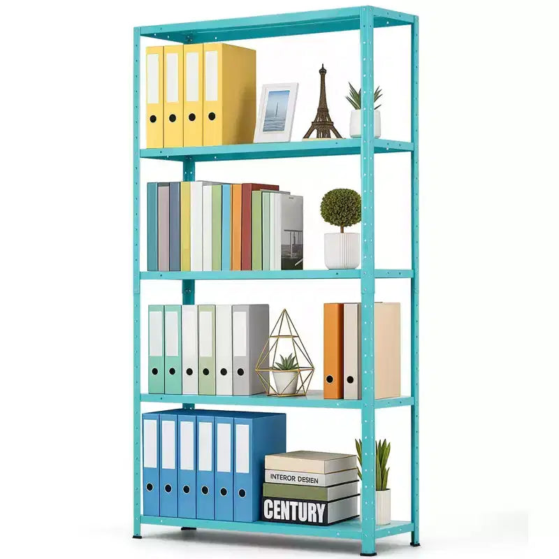 Acekool 68 Inch Light Green Five Tier Metal Bookshelf for Home Office Storage