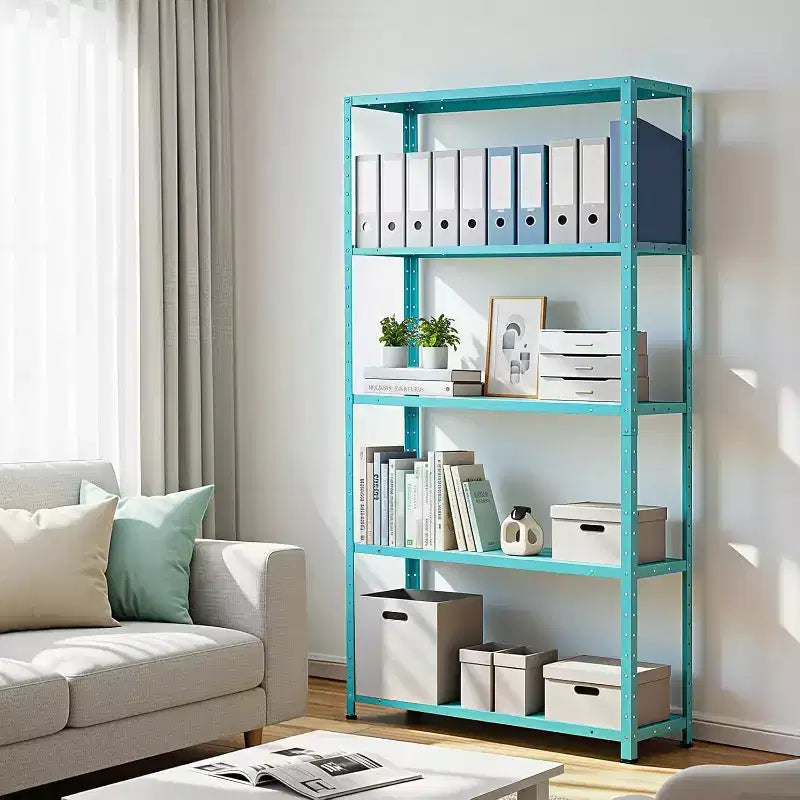 Acekool 68 Inch Light Green Five Tier Metal Bookshelf for Home Office Storage