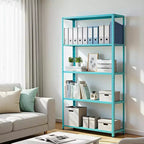 Acekool 68 Inch Light Green Five Tier Metal Bookshelf for Home Office Storage