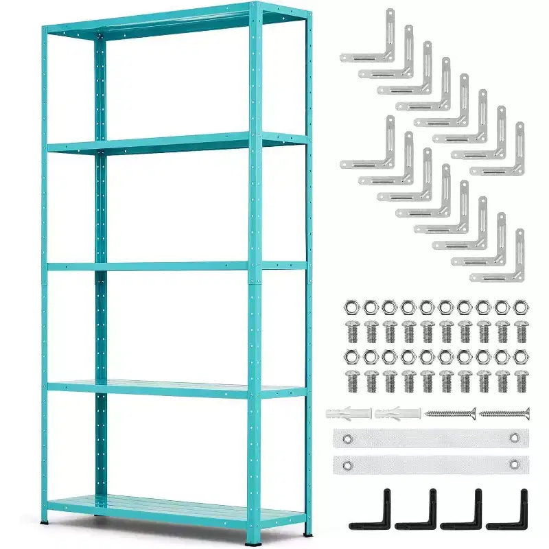 Acekool 68 Inch Light Green Five Tier Metal Bookshelf for Home Office Storage