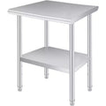 Acekool 24x36 Inch Stainless Steel Prep Table, 2-Tier Heavy Duty Work Table with Adjustable Undershelf for Kitchen, NSF Certified