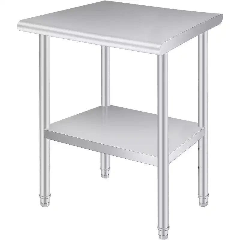 Acekool 24x36 Inch Stainless Steel Prep Table, 2-Tier Heavy Duty Work Table with Adjustable Undershelf for Kitchen, NSF Certified