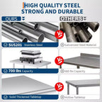 Acekool 24x36 Inch Stainless Steel Prep Table, 2-Tier Heavy Duty Work Table with Adjustable Undershelf for Kitchen, NSF Certified