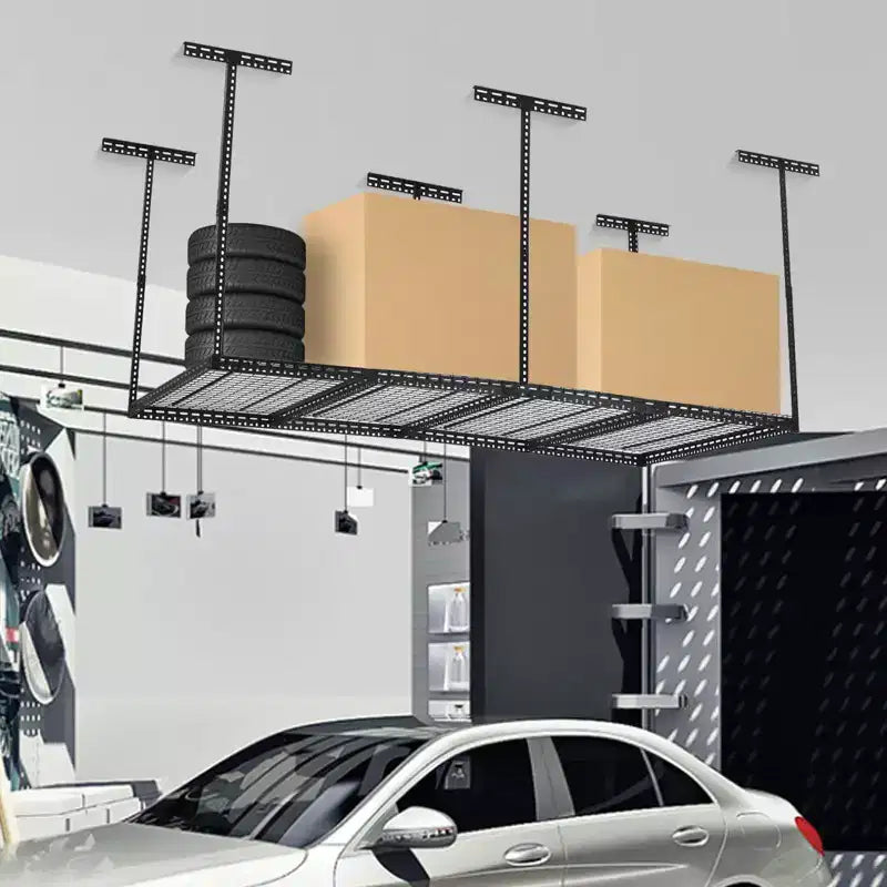4x6 Overhead Garage Storage Rack  Heavy Duty Metal Ceiling Shelving, Adjustable Organization System for Garage  330lb Capacity, Easy Install