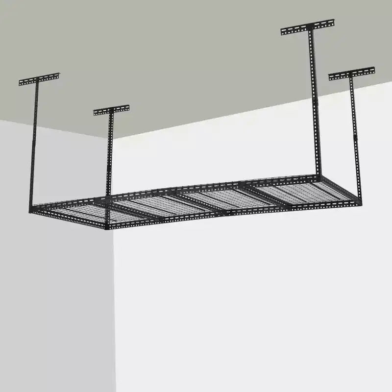 4x6 Overhead Garage Storage Rack  Heavy Duty Metal Ceiling Shelving, Adjustable Organization System for Garage  330lb Capacity, Easy Install