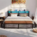 Besiost Bed Frame with Storage Drawers and Charging Station