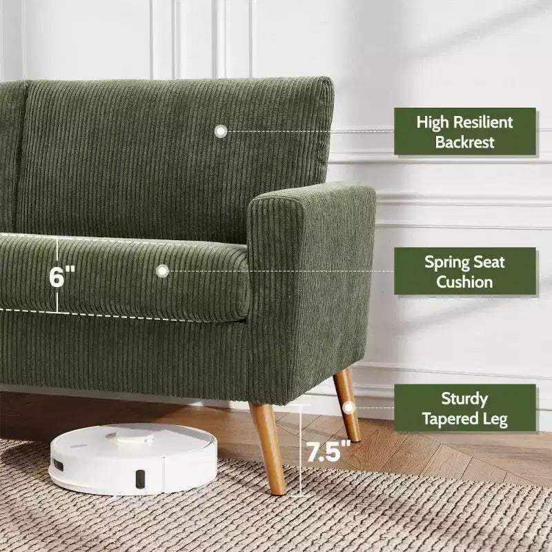 Dyonery 68 Loveseat Sofa, Modern Upholstered Couch with 24 Deep Seat, Padded Arms, Small Comfy Sofa for Living Room