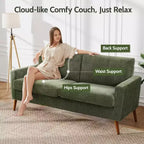 Dyonery 68 Loveseat Sofa, Modern Upholstered Couch with 24 Deep Seat, Padded Arms, Small Comfy Sofa for Living Room