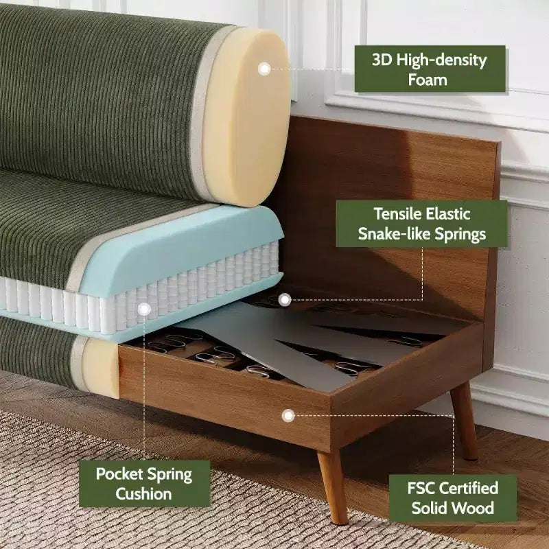 Dyonery 68 Loveseat Sofa, Modern Upholstered Couch with 24 Deep Seat, Padded Arms, Small Comfy Sofa for Living Room