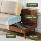 Dyonery 68 Loveseat Sofa, Modern Upholstered Couch with 24 Deep Seat, Padded Arms, Small Comfy Sofa for Living Room