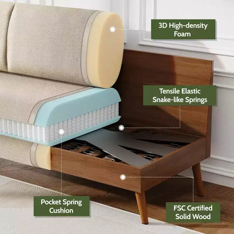 Dyonery 68 Loveseat Sofa, Modern Upholstered Couch with 24 Deep Seat, Padded Arms, Small Comfy Sofa for Living Room