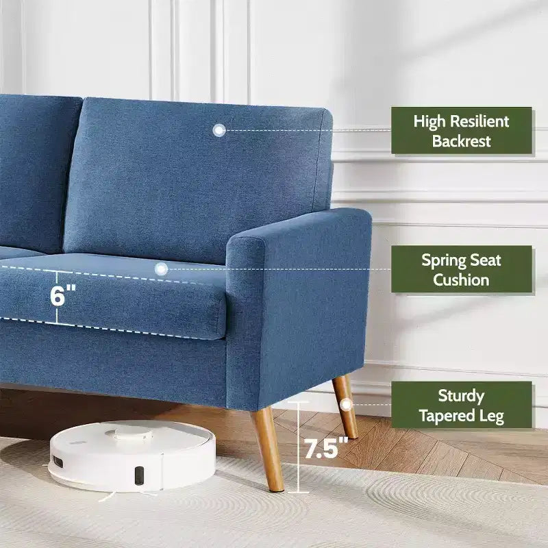 Dyonery 68 Loveseat Sofa, Modern Upholstered Couch with 24 Deep Seat, Padded Arms, Small Comfy Sofa for Living Room